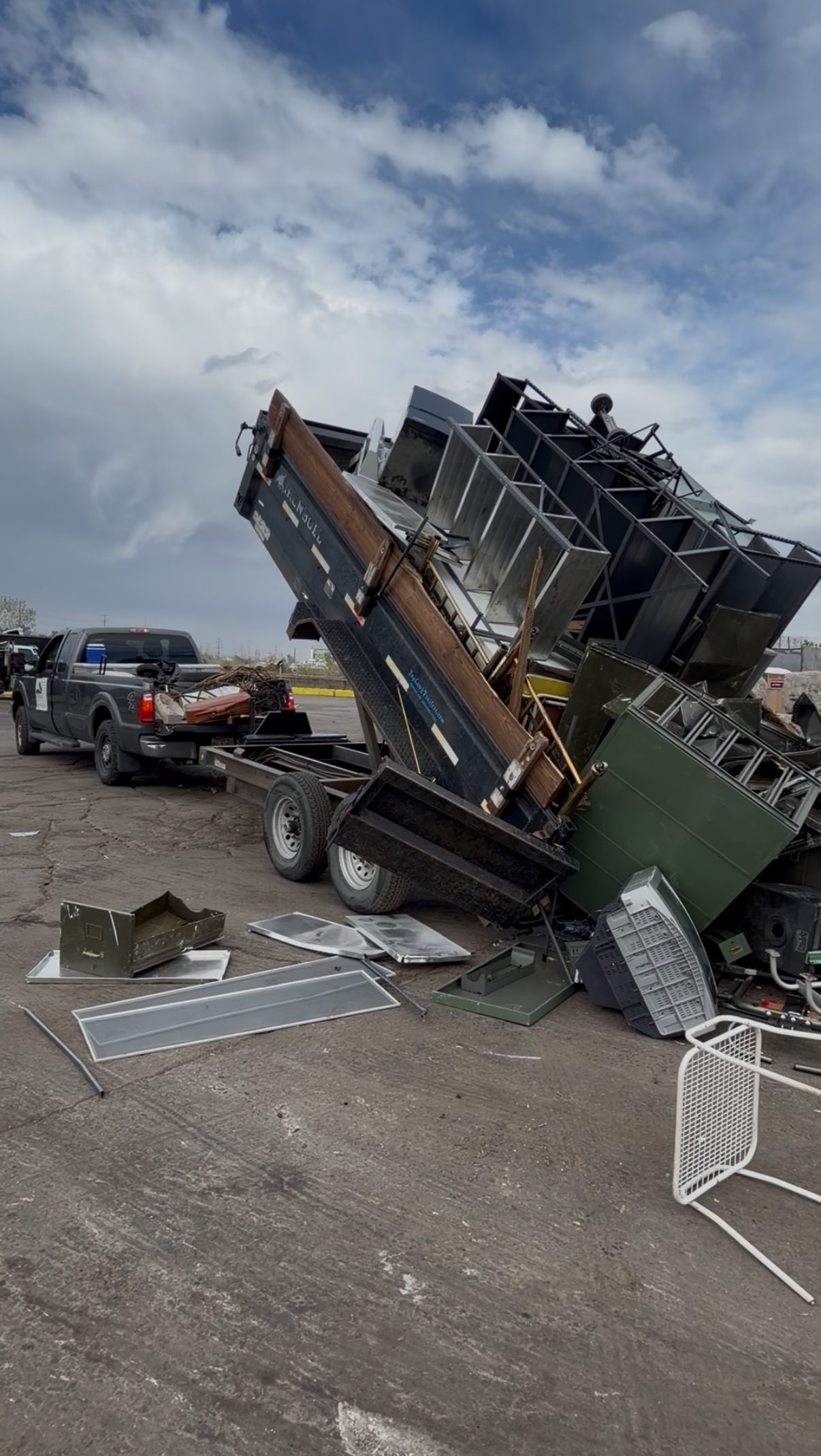 Dump trailer doing what it does best